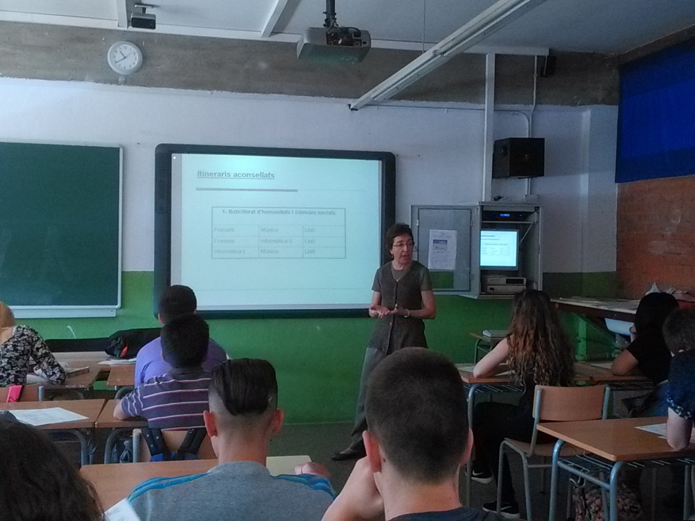 Xerrada sobre Orientació de matèries optatives de 4t d'ESO als alumnes de 3r d'ESO a càrrec de la Cap d'estudis